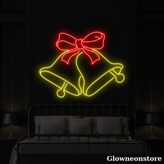 Christmas Bell Neon Sign, Christmas Bell LED Sign, Handmade Christmas Neon Sign