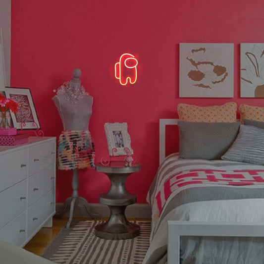 Among Us Red Neon Light Neon Sign for Wall Decor USB Powered Light up Suitable for Bedroom, Game Room, Club Decoration