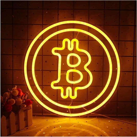 Bitcoin Symbol Neon Light Crypto Currency Sign for Home Bar Wall Decor LED Gift for Blockchain Investors and Tech Enthusiasts