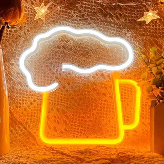 Beer Neon Sign Neon Beer Signs, LED Beer Sign Beer Light up Sign for Wall Decor,