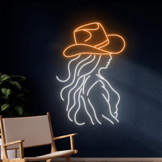 Cowgirl Led Sign, Cowgirl Neon Sign, Cowboy Girl Neon Light, Cowboy Hat Lady Led Light, Wall Décor
