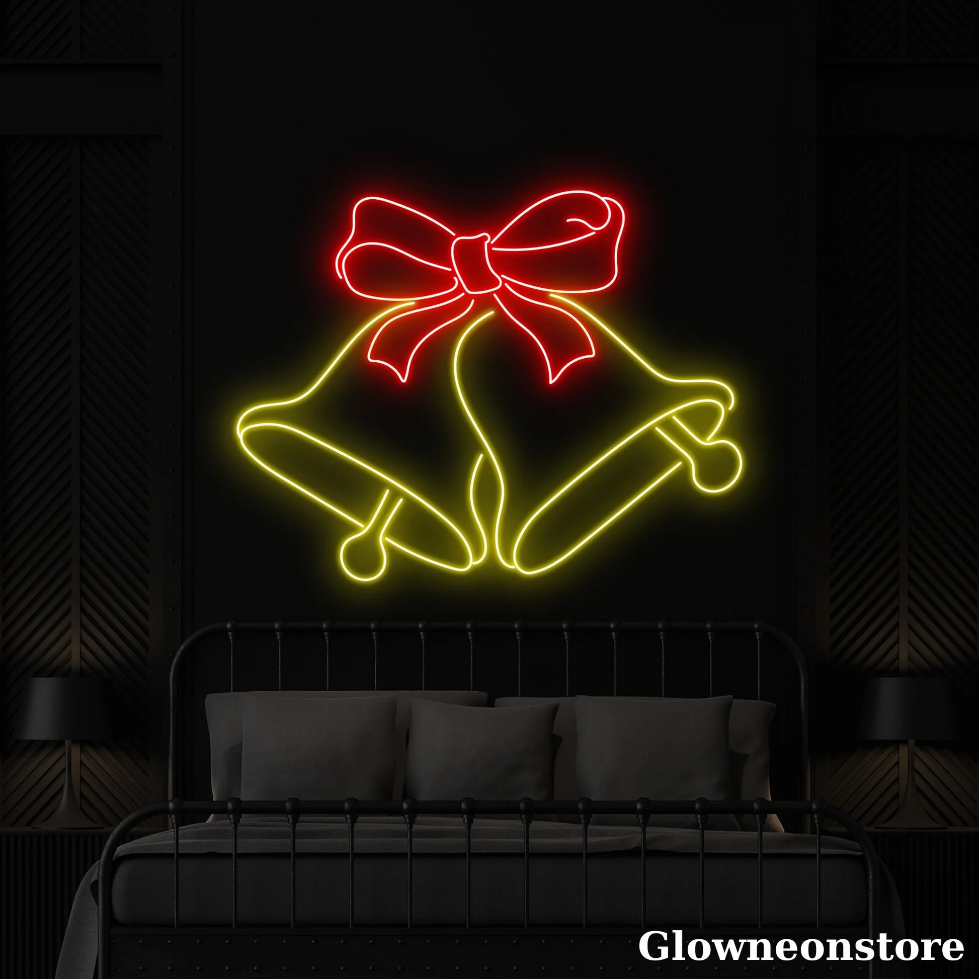 Christmas Bell Neon Sign, Christmas Bell LED Sign, Handmade Christmas Neon Sign