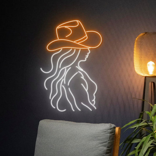 Cowgirl Led Sign, Cowgirl Neon Sign, Cowboy Girl Neon Light, Cowboy Hat Lady Led Light, Wall Décor