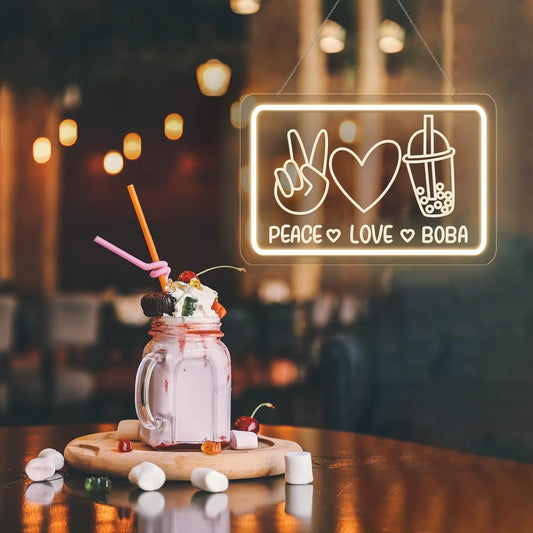 Bubble Tea Neon Sign USB Powered LED Neon Light for Milk Tea Shop Coffee Shop Restaurant Hotel Bar Living Roomwall Decor