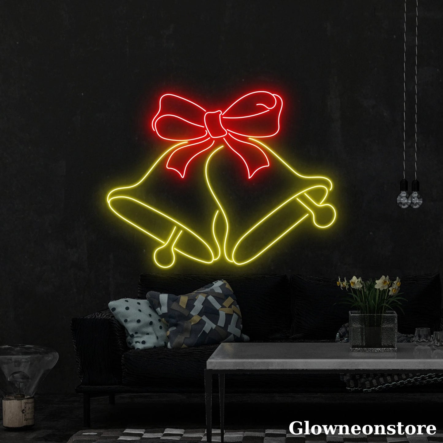 Christmas Bell Neon Sign, Christmas Bell LED Sign, Handmade Christmas Neon Sign