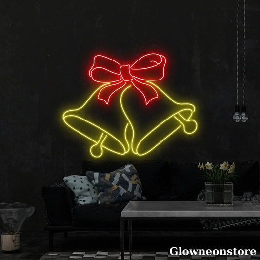 Christmas Bell Neon Sign, Christmas Bell LED Sign, Handmade Christmas Neon Sign