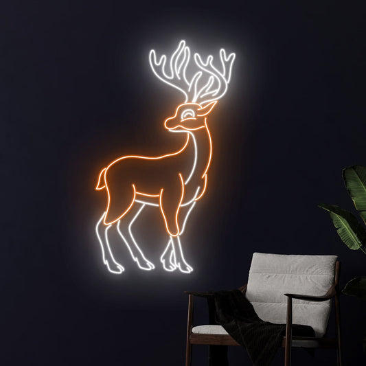 Christmas Reindeer Neon Sign, Merry Christmas Reindeer Led Sign, Santa Claus