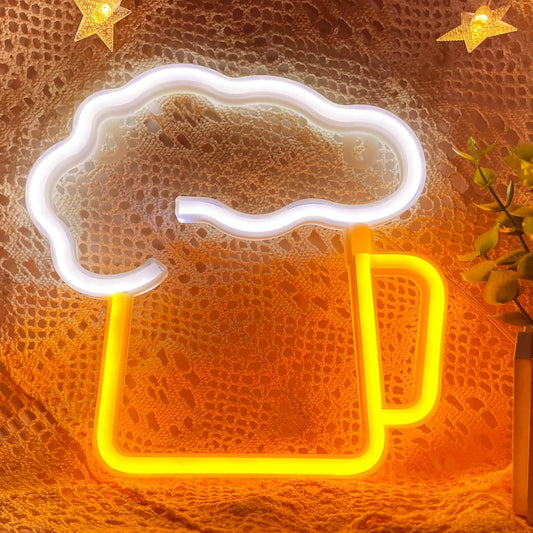 Beer Neon Sign Neon Beer Signs, LED Beer Sign Beer Light up Sign for Wall Decor,