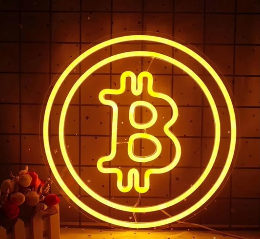 Bitcoin Symbol Neon Light Crypto Currency Sign for Home Bar Wall Decor LED Gift for Blockchain Investors and Tech Enthusiasts